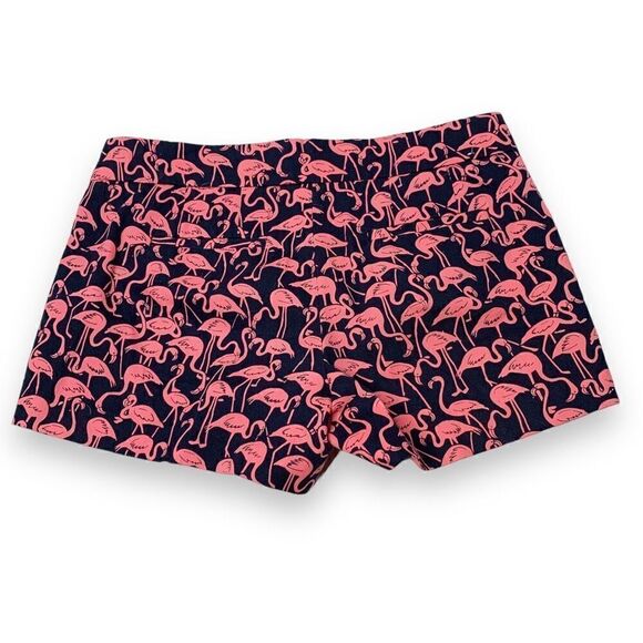 J. Crew Factory Pink Flamingo Print Navy Chino Shorts Women’s Size 0 - Picture 2 of 8